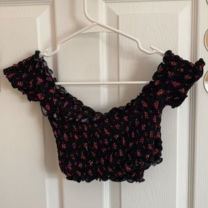 Free People criss cross flower crop top